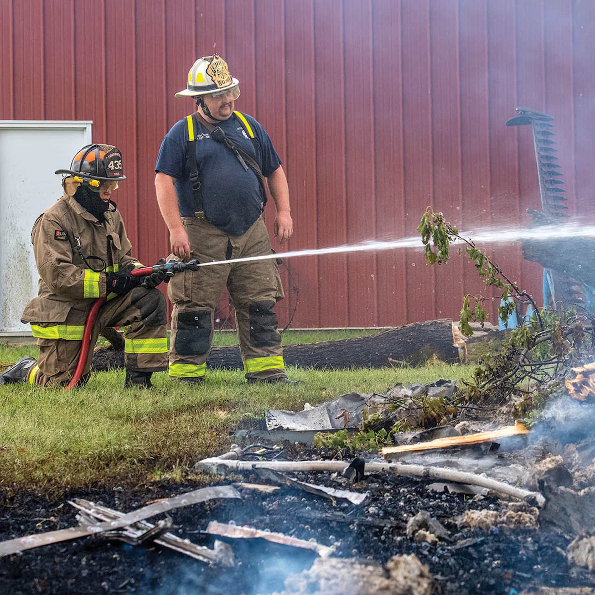 Hale firefighters putting out a structure fire.